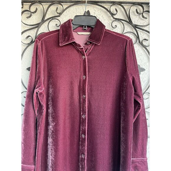 Soft Surroundings Velvet Boyfriend Tunic - Size Medium Petite - Berry - Picture 3 of 7